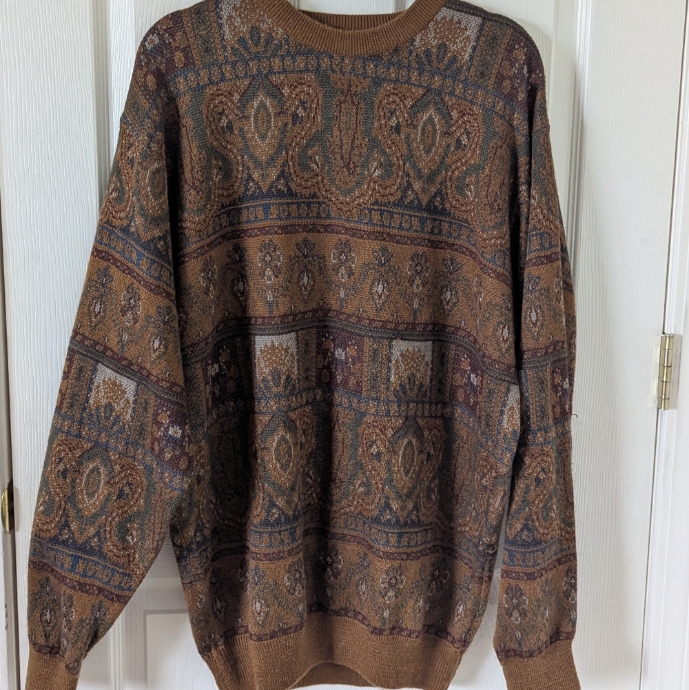 Men's Brown Paisley Bachrach Sweater XL